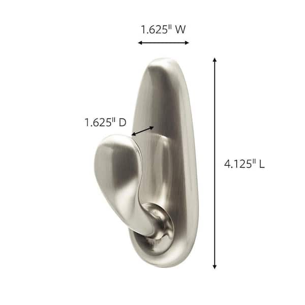 Forever Classic Large Metal Hooks, Brushed Nickel, Damage Free Decorating, 1 Hook