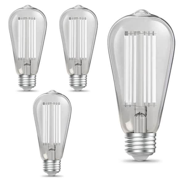 Feit Electric 60-Watt Equivalent ST19 Dimmable Straight Filament Clear  Glass E26 Vintage Edison LED Light Bulb, Soft White (4-Pack)  ST1960/CL927CAHDRP/4 - The Home Depot