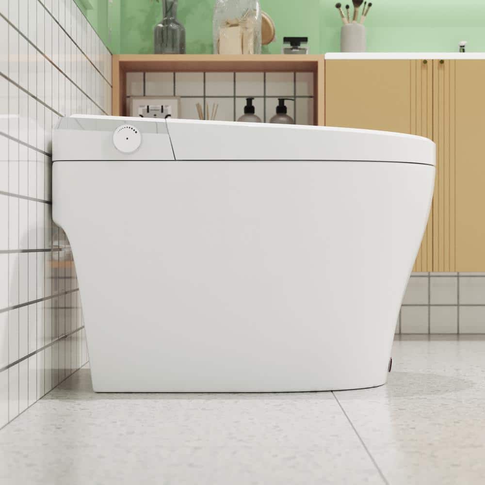 White Elongated Smart Toilet with Heated Seat and Night Light