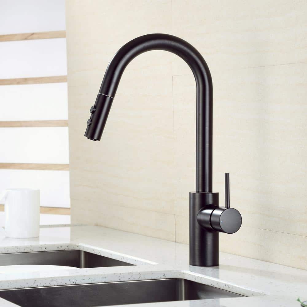 Oil Rubbed Bronze Single Handle Pull Down Kitchen Faucet