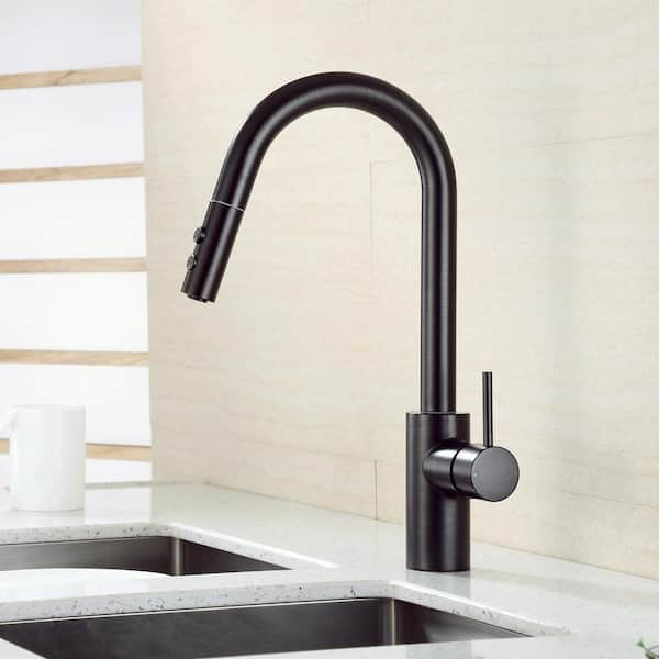 Single-Handle Pull-Down Sprayer Kitchen Faucet with 2-Function Spray Head in Oil Rubbed Bronze