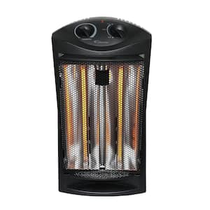 1500-Watt Black Electric Tower Quartz Infrared Space Heater with Thermostat