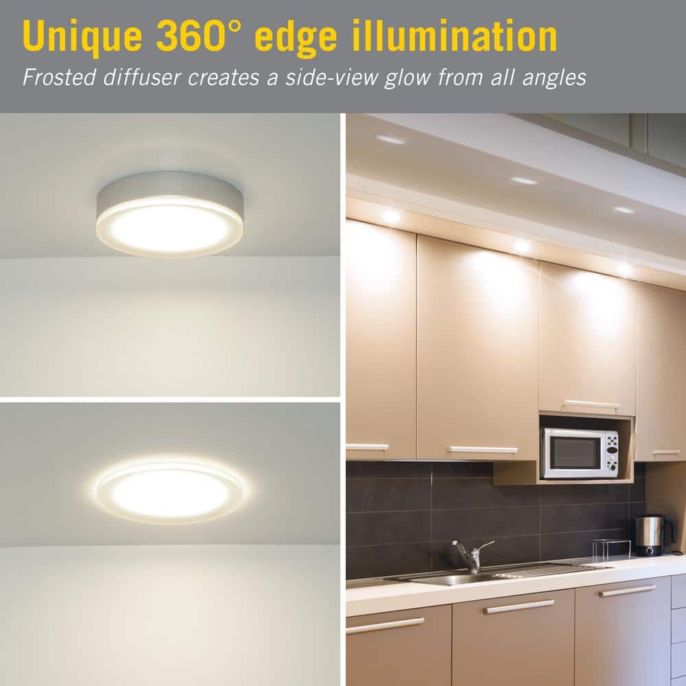 EdgeVue White LED Under Cabinet Puck Light, 4000K