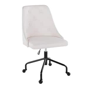 Marche Faux Leather Adjustable Height Office Chair in White Faux Leather and Black Metal