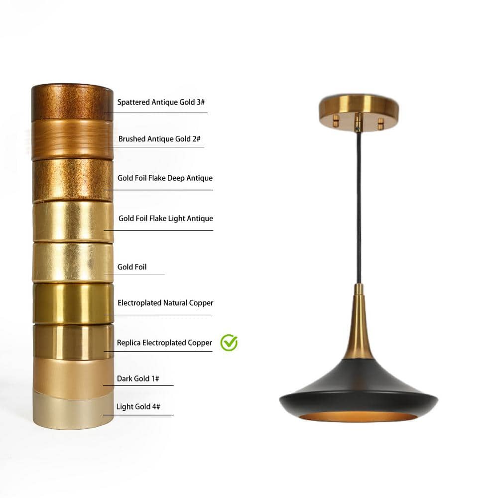 Matte Black and Brass Mini Pendant Light with Glass Shade