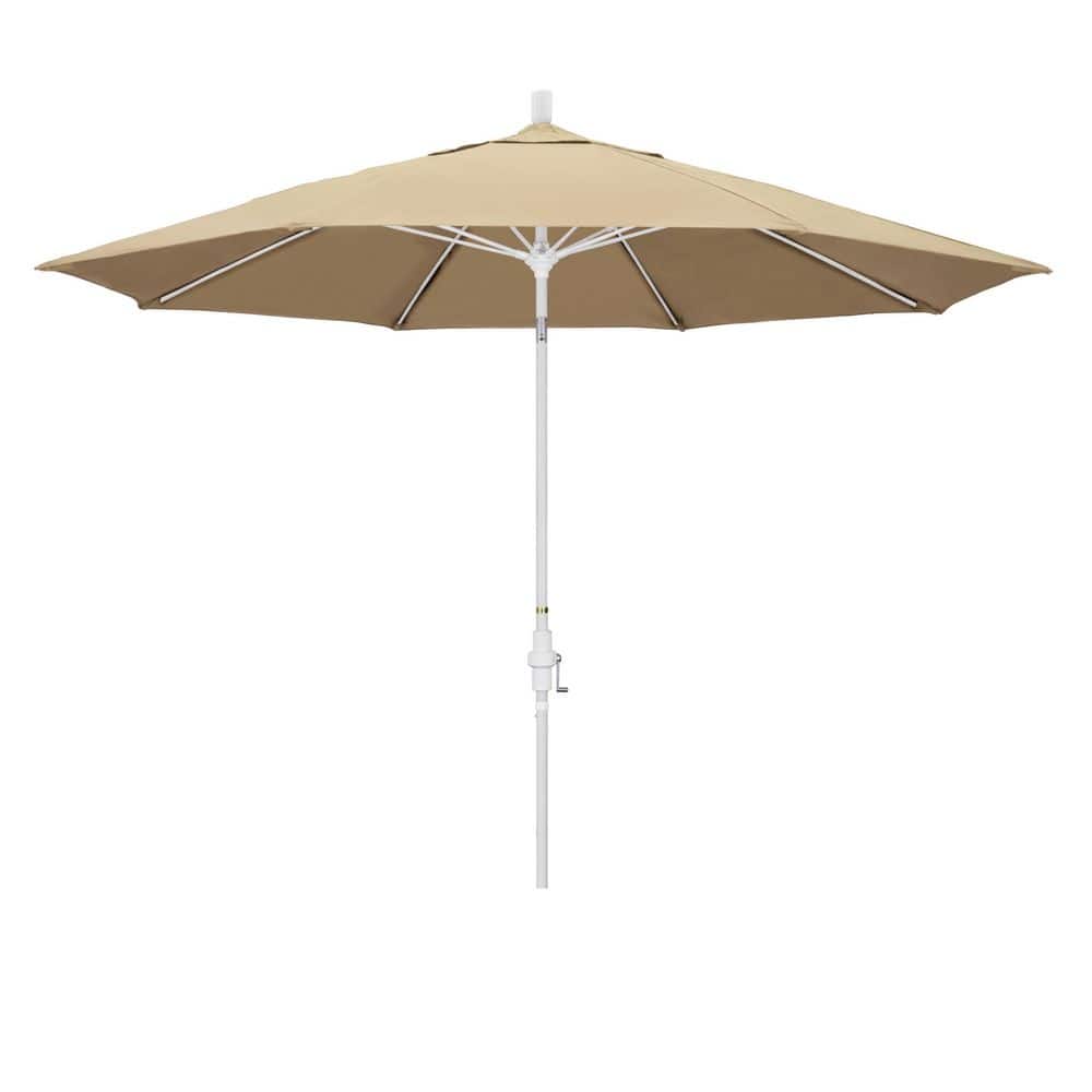 11 ft. Matted White Aluminum Market Patio Umbrella Fiberglass Ribs Collar Tilt Crank Lift in Beige Pacifica price history on PriceWatchPro