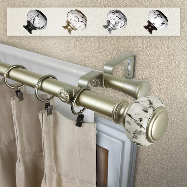 EMOH 1 Inch Dia 28-48" Adjustable Grove Double Curtain Rod in