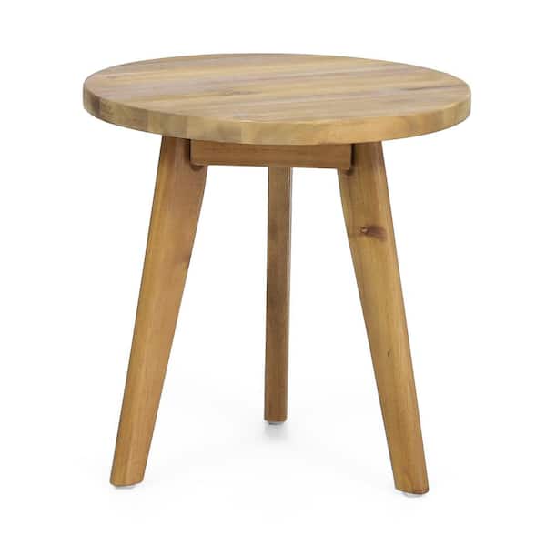 Unbranded Natural Acacia Wood Outdoor Round 15.8 in. Marina Side Coffee Table End Table for Garden, Patio