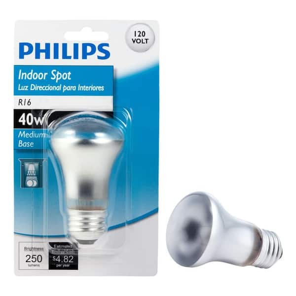 Uittrekken oorsprong Behandeling Philips 40-Watt R16 Incandescent Spot Light Bulb Soft White (2700K) 415406  - The Home Depot