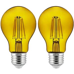 60-Watt Equivalent A19 Medium E26 Base Dimmable Transparent Filament Yellow LED Light Bulb (2-Pack)