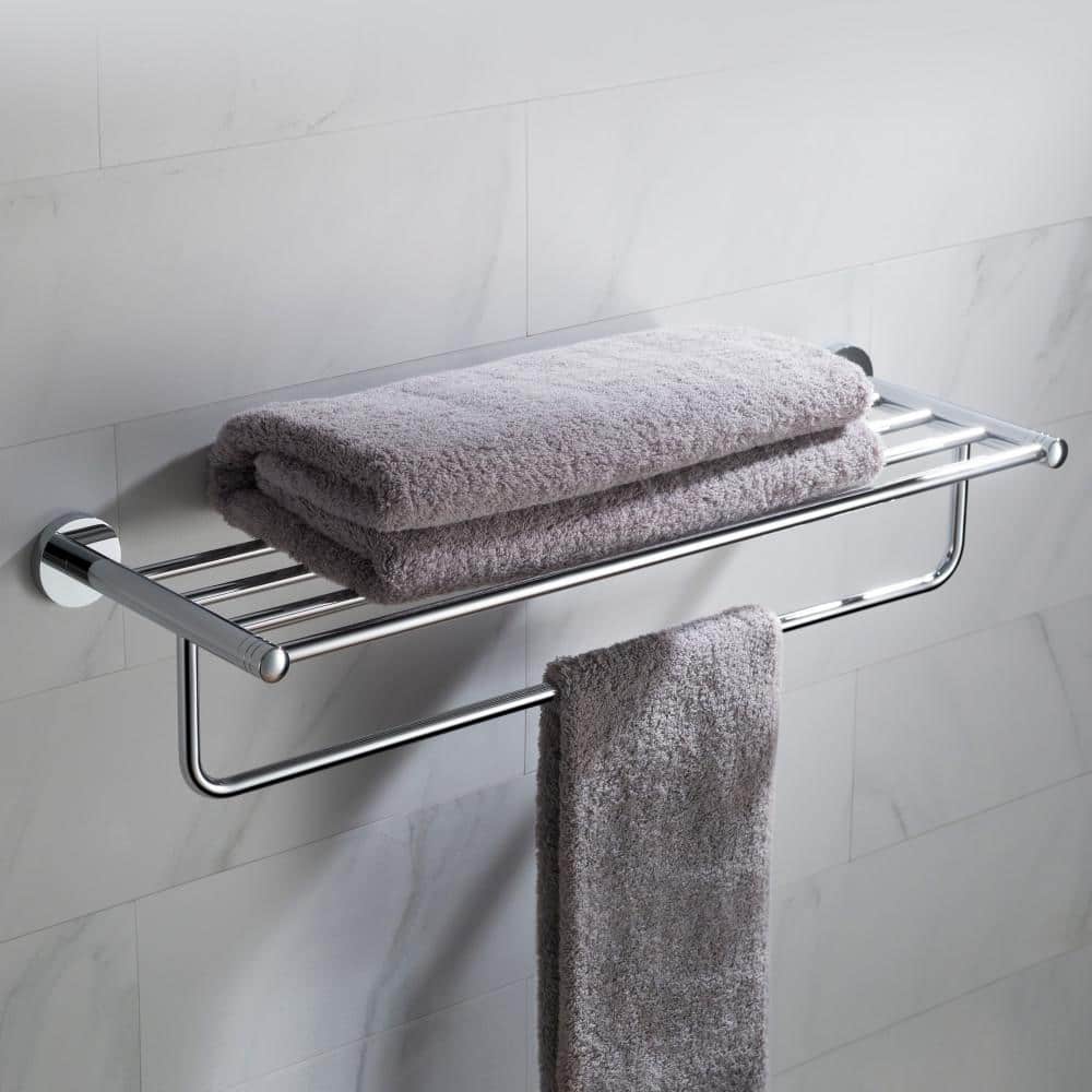 KRAUS Elie Bathroom Shelf with Towel Bar in Chrome KEA-18842CH The Home  Depot