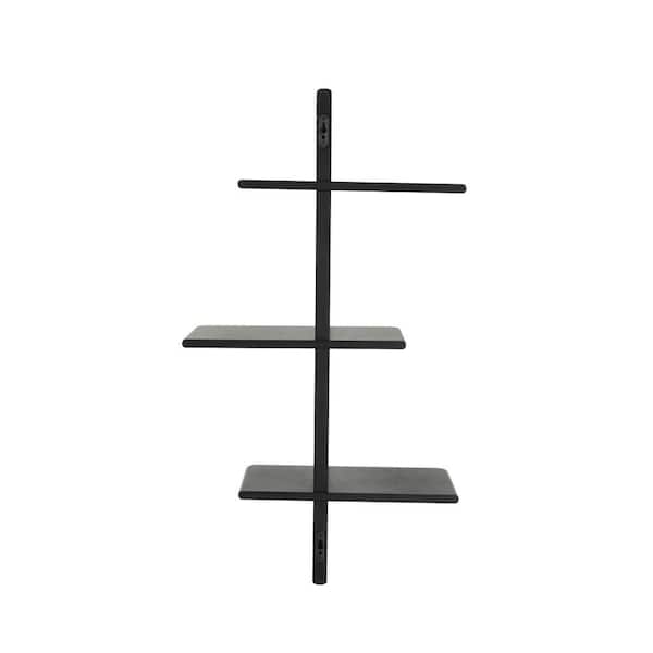 19 in. W x 8 in. D Black Handmade Wood Decorative Wall Shelf