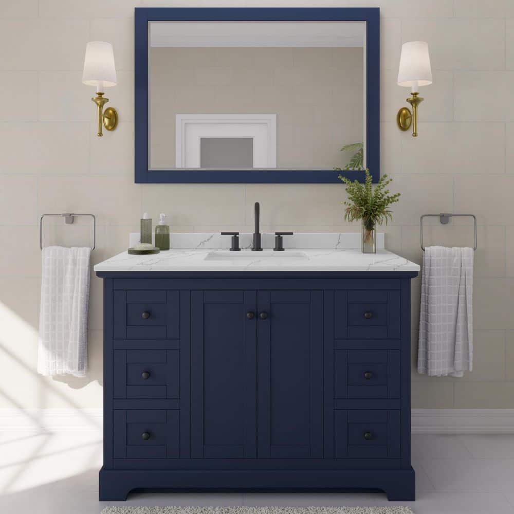 Avery 48 in. W x 22 in. D x 35 in. H Single Bath Vanity in Dark Blue with Giotto Quartz Top price history on PriceWatchPro