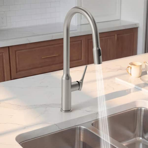 19.8 in. H Single Handle Pull Down Sprayer Kitchen Faucet with 360° Swivel 1.8 GPM in Stainless Steel