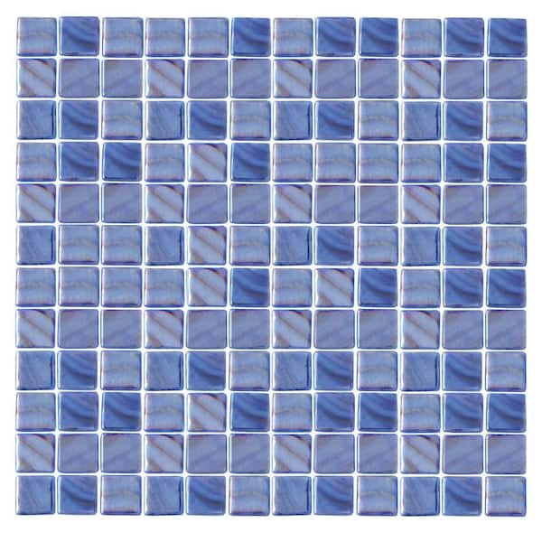 Epoch Architectural Surfaces Irridecentz I-Blue-1414 Mosaic Recycled Glass 12 in. x 12 in. Mesh Mounted Tile (5 sq. ft. / case)