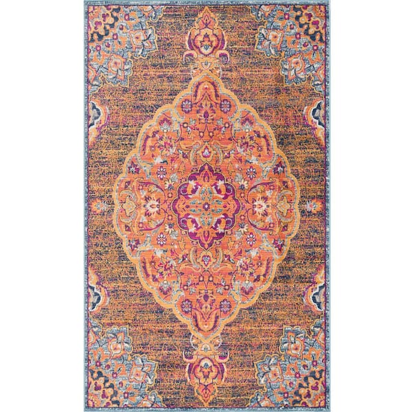 Savannah Rust 2 ft. 6 in. x 4 ft. 9 in. Traditional Area Rug Doormat Entrance Floor Mat