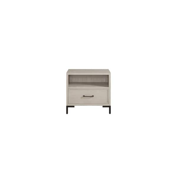 Alpine Furniture Bradley 1-Drawer Wood Nightstand with Shelf, Antique White