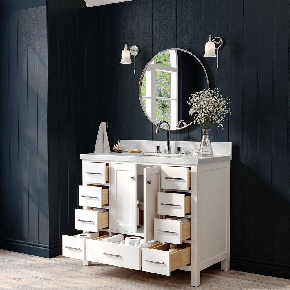 Cambridge 43" White Marble Single Basin Vanity Set