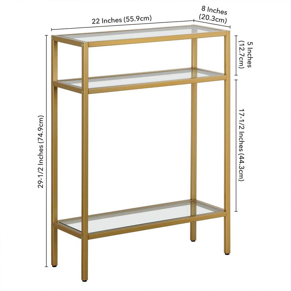 Siviline Compact Brass and Glass Console Table with Storage
