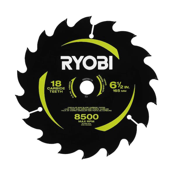 RYOBI 6-1/2 in. 18T Carbide Tipped Thin Kerf Circular Saw Blade