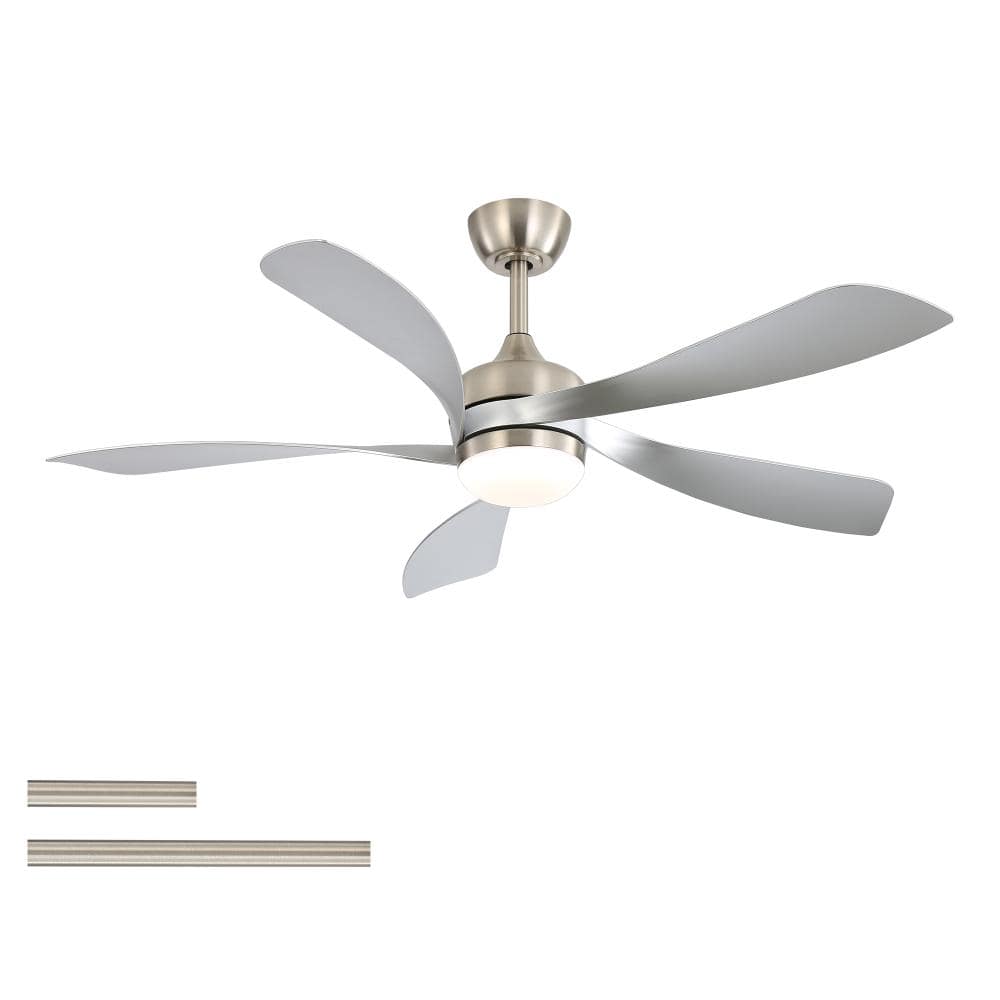 52 in. Integrated LED Indoor Downrod Nickel Silver Ceiling Fan with Light Kit and Remote Control price history on PriceWatchPro