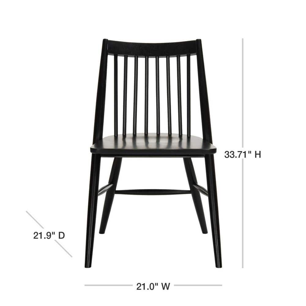 Black Wood Windsor Slat Back Dining Chair Set
