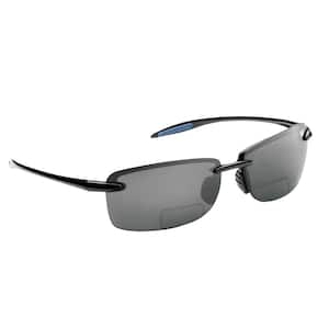 Cali Polarized Sunglasses Black Frame with Smoke Lens Bifocal Reader 250