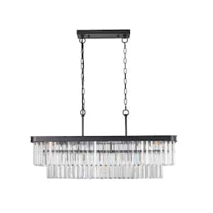 11-Light Black Crystal Chandelier Pendant Lighting for Dinning Room Living Room