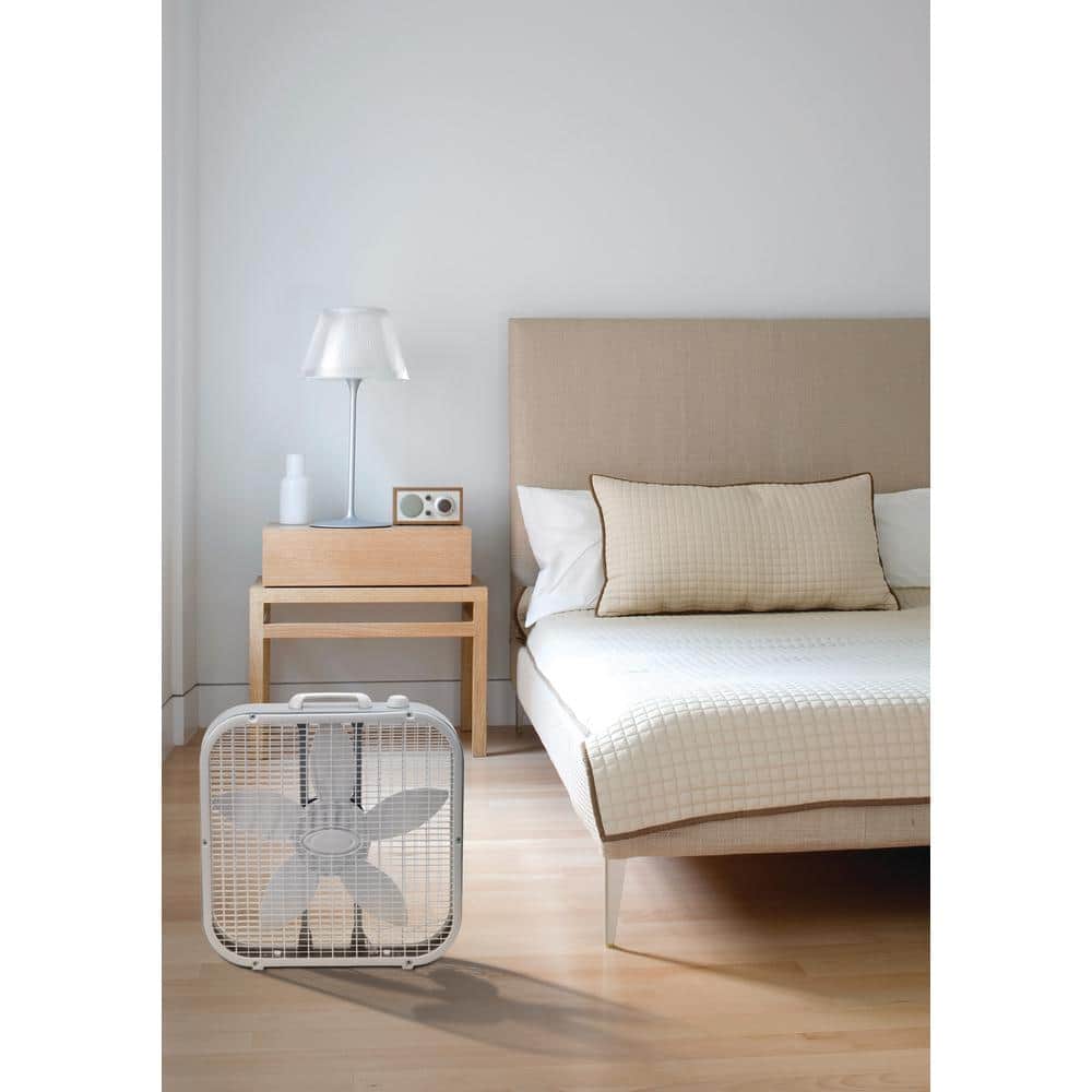 20 in. 3 Speed White Box Fan with Save-Smart Technology for Energy Efficiency - Picture 2 of 6