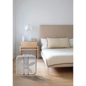 20 in. 3 Speeds Box Fan in White with Save-Smart Technology for Energy Efficiency, Carry Handle