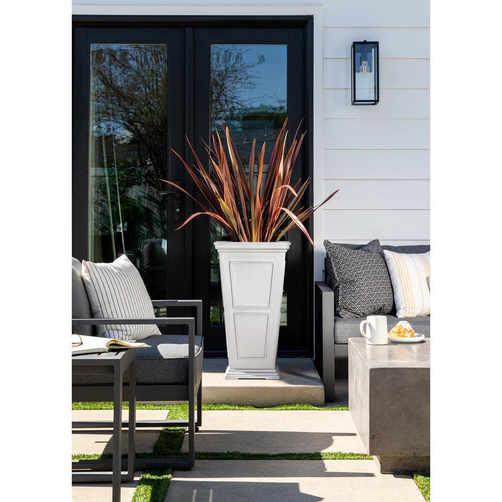 Brixton Tall 28-inch White Recycled Plastic Planter Set