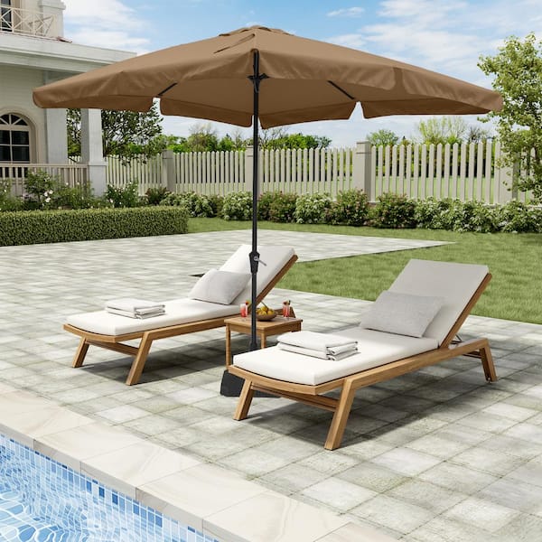10 ft. x 8 ft. Rectangle Tan Market Patio Umbrella