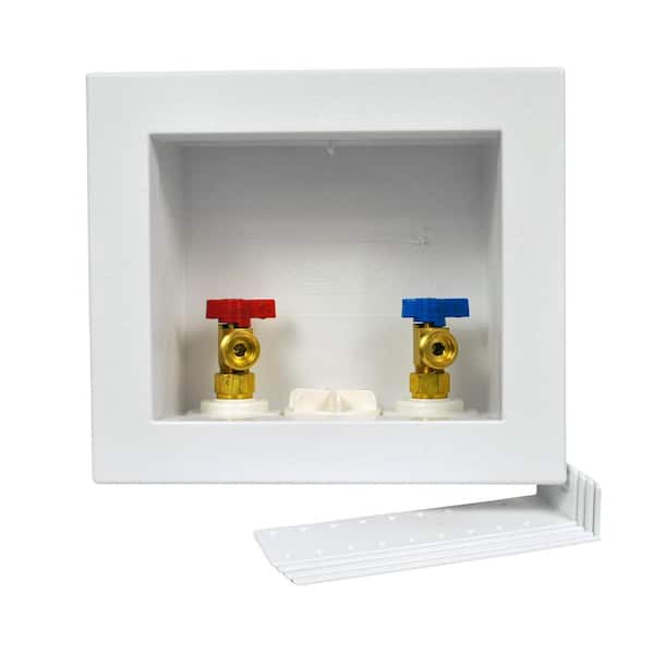 Oatey Quadtro 1/2 in. x 1/2 in. PEX Compatible Washing Machine Outlet Box with 1/4 Turn Valves