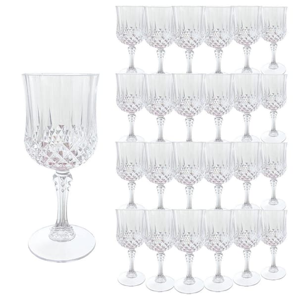 7 oz. Plastic Goblets Vintage Style Cordial Drinking Glasses (Set of 24), for Wedding, Reception, and Party