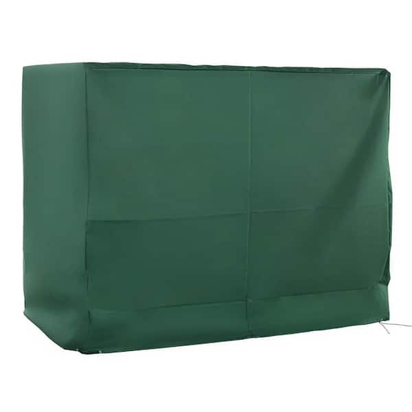 3-Seater Patio Swing Cover-600D Oxford Dark Green, Waterproof Anti-UV, Drawstring and Buckle Fastenings, All-Weather