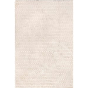 Nia Machine Washable Beige 8 ft. x 10 ft. Solid Area Rug