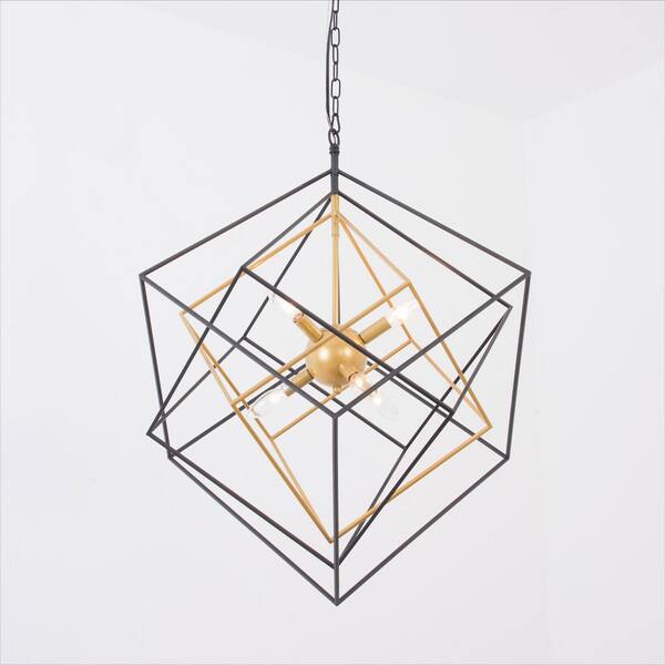 Maxax Augusta 6 -Light Gold/Black Sputnik Sphere Chandelier with Wrought Iron Accents