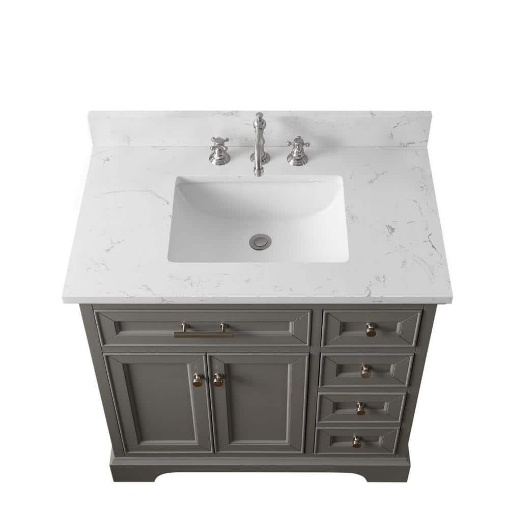 Thompson 36'' Gray Freestanding Bathroom Vanity with Ceramic Sink