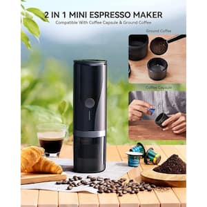 5 Cups Stainless Steel Portable Espresso Machine Coffee Maker with Black and Fast Heating Fit for NS Capsule