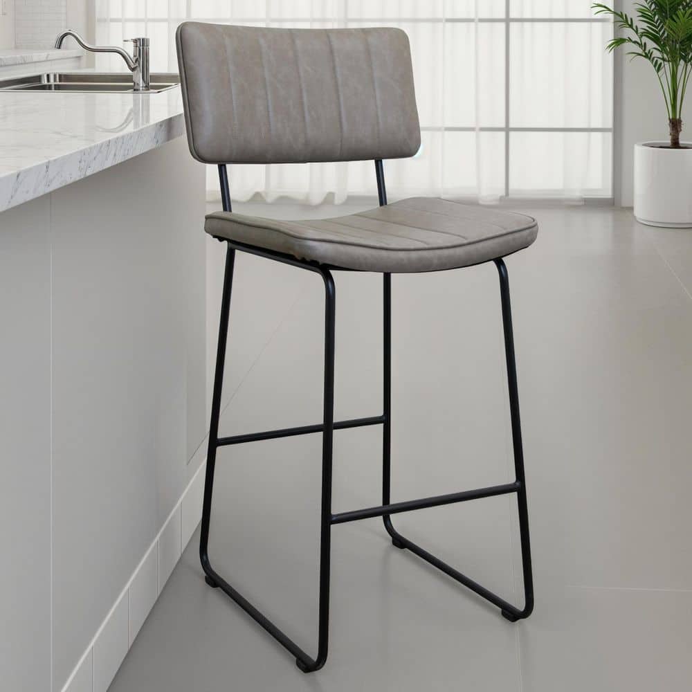 Tribeca 44 in. Black Metal Barstool with Gray Fabric Seat (Set of 2) price history on PriceWatchPro