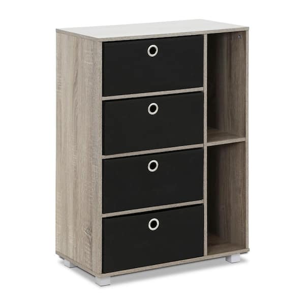 Furinno French Oak Grey and Black Storage Chest