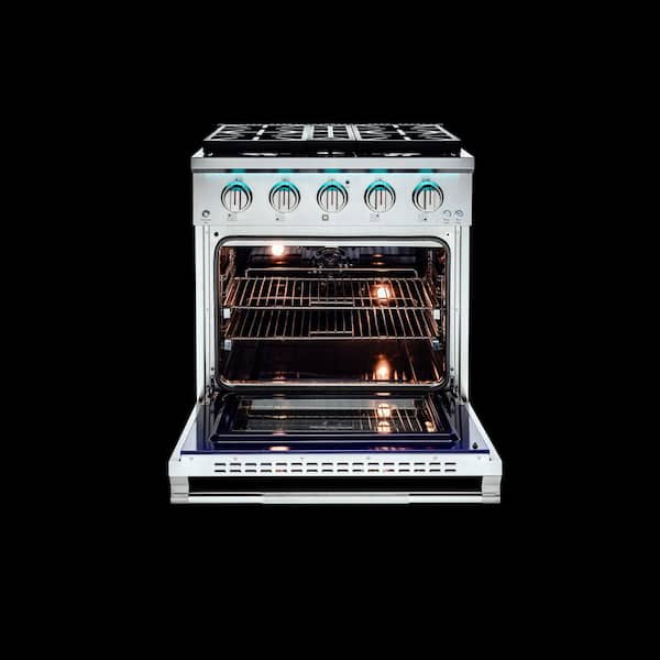 Reminiscia Plus 30 in. 4 Burners Freestanding Gas Range in Stainless Steel with LED Lights