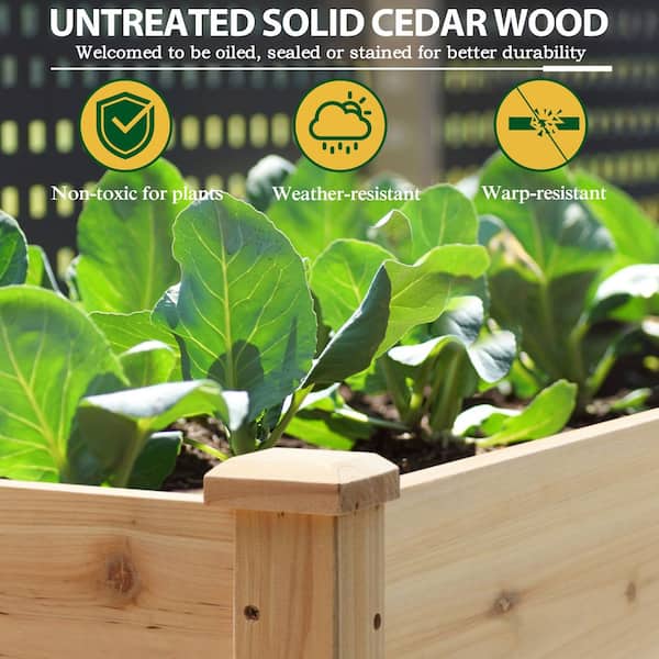 48 in. x 24 in. x 33 in. Wood Raised Garden Bed with Lockable Wheels, Liner