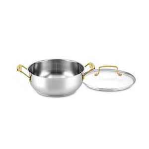 Minerals 4 qt. Round Stainless Steel Dutch Oven in Silver and Gold with Glass Lid