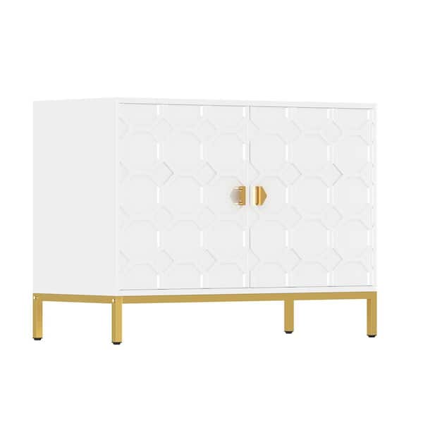 Indoors White Wood Top Accent Cabinet with 2-Doors