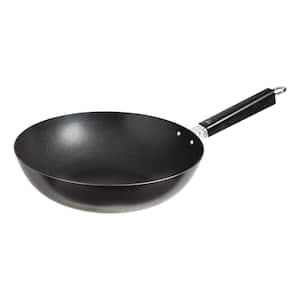 Joyce Chen Professional Series 12 in. Black Carbon Steel Excalibur Nonstick Stir Fry Pan with Phenolic Handle