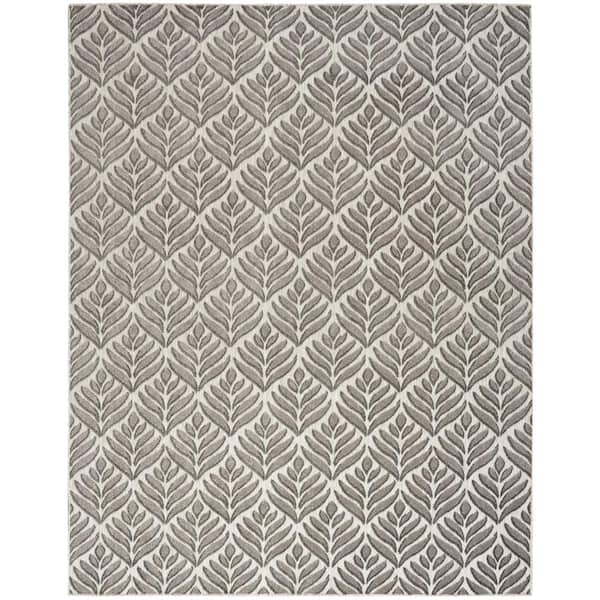 Nourison Aloha Charcoal 6 ft. x 9 ft. Botanical Contemporary Indoor/Outdoor Patio Rug