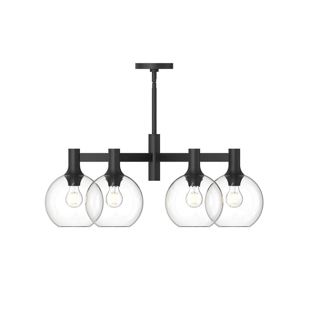 Matte Black and Clear Glass 6-Light Globe Chandelier