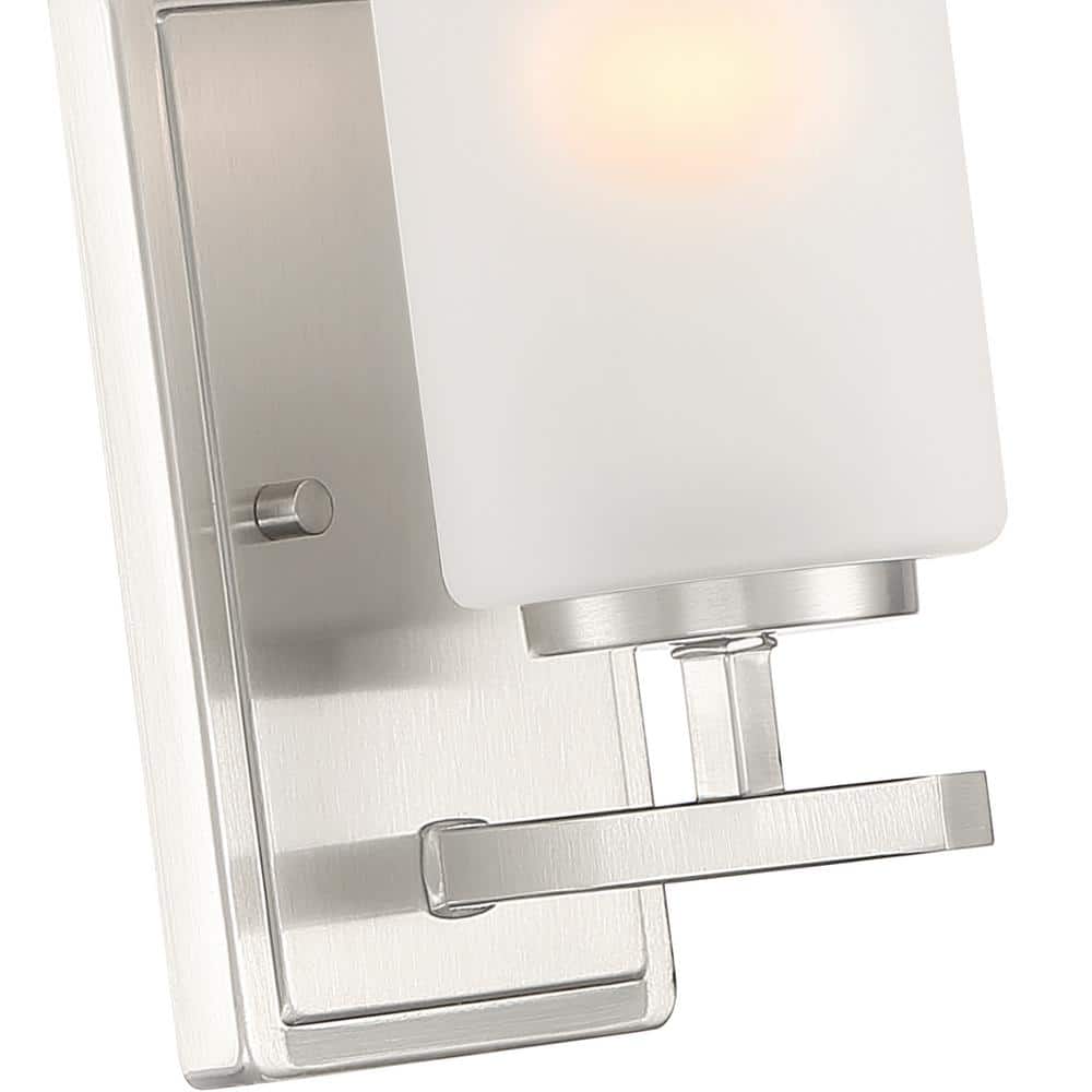 Carmine 9" Brushed Nickel Wall Sconce with Etched Glass Shade