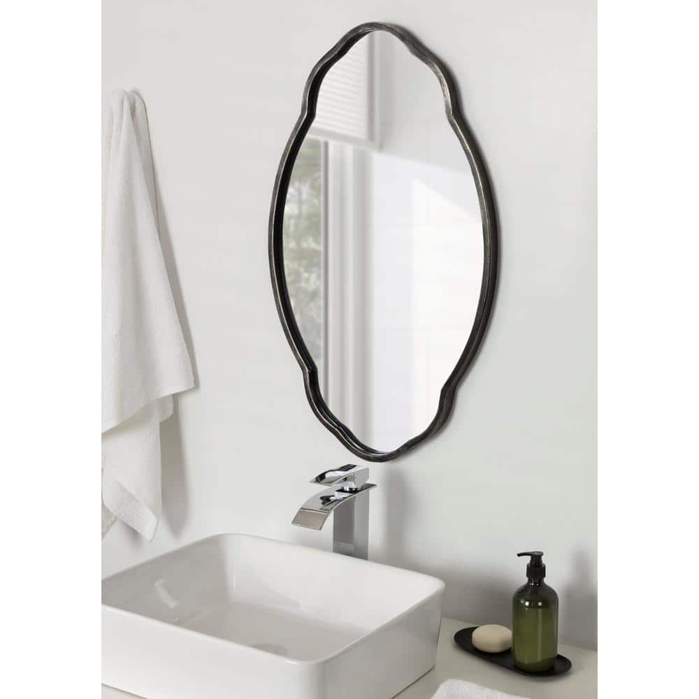 30" Gold Oval Scalloped Vanity Wall Mirror